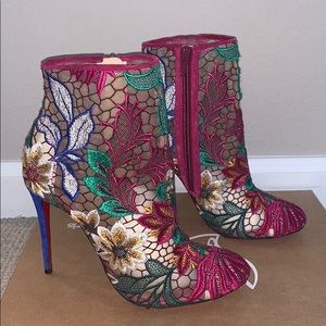 Christian Louboutin Floral Ankle Boots